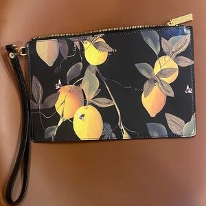 Ted Baker London "Citrus Bloom" Lemon & Bee Print Large Clutch – NWOT